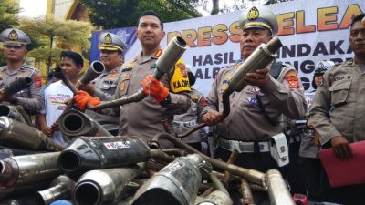 Satlantas Polresta Bogor Kota Musnahkan Ratusan Knalpot Brong Tidak Standar