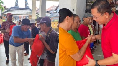 Sasar Warga Desa Kaliasada, Semeton Mang Dauh Berbagi Paket Sembako Jelang Nyepi 22 Maret 2023