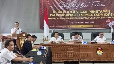 KPU Gelar Rekapitulasi dan Penetapan DPS Tingkat Kota Jakpus