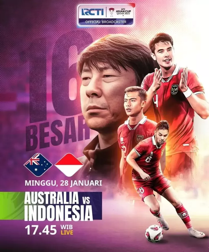 Link Live Streaming Timnas Indonesia vs Australia pada Babak 16 Besar Piala Asia 2023