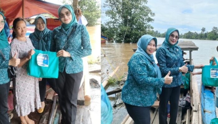 Hari Pertama Puasa Ramadhan, TP-PKK Kabupaten Melawi Salurkan Bantuan untuk Warga Terdampak Banjir