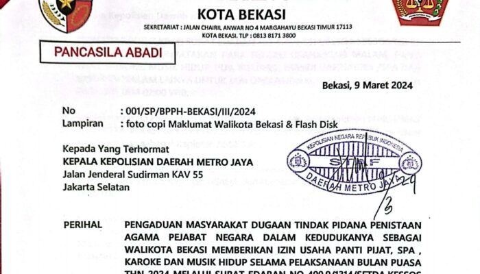 BPPH PP Kota Bekasi Laporkan Pj Walikota Bekasi Dugaan Penistaan Agama Ke Polda Metro Jaya