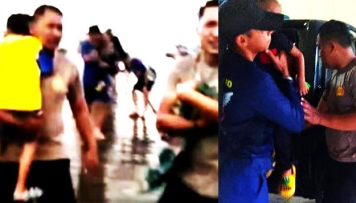 Empat Anggota Polres Tanggamus Polda Lampung Menggagalkan Seorang Ibu dan 3 Anaknya Hendak  Bunuh Diri ke Laut 