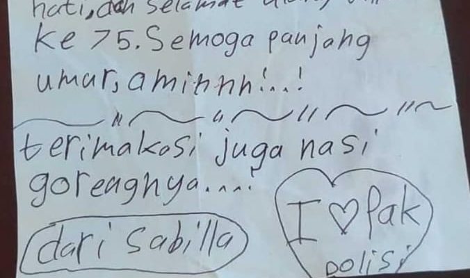 HUT Polda Metro Jaya Mendapat Surat Cinta  dari SD Karet 15