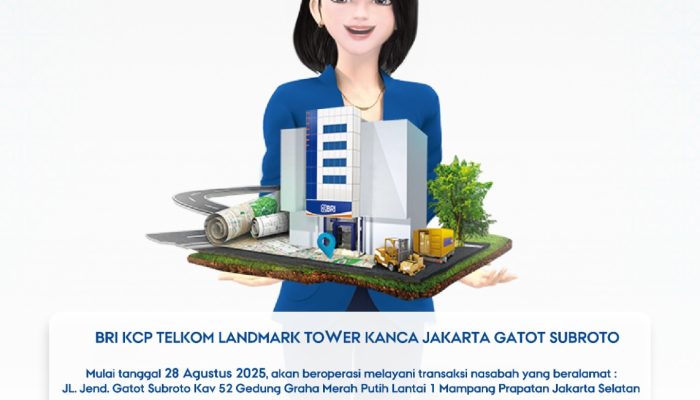 Mulai 28 Agustus BRI Kantor Cabang Pembantu Telkom Landmark Tower Pindah ke Gedung Graha Merah Putih