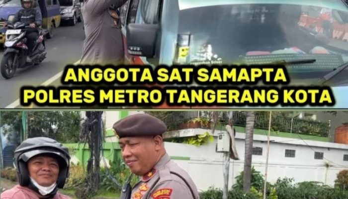 Jelang HUT Ke-80 RI, Kasat Samapta Polres Metro Tangerang Kota Bagikan dan Pasang Langsung Bendera Merah Putih
