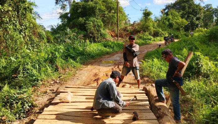 Gotong Royong Warga Perbaiki 6 Jembatan Rusak di Melawi, Harapkan Perhatian Pemerintah