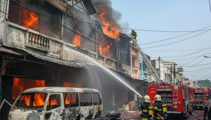 ​MENCEKAM! Portable Charging Meledak, Ruko Karawaci Terbakar Hebat: Mobil Minibus dan 4 Motor Jadi Arang